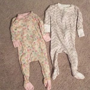 2 burts bees zip baby girl pjs